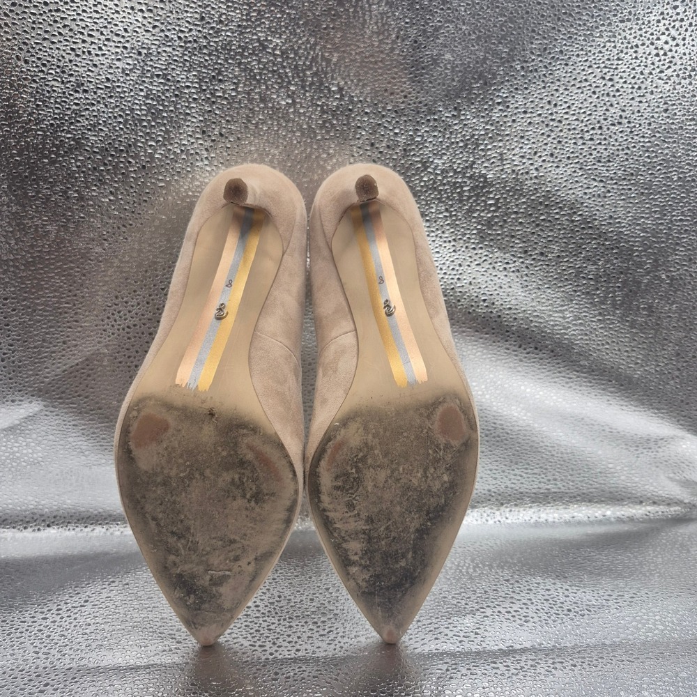 Sam Edelman Hazel Pointed Toe Pumps Oatmeal Beige Suede Stiletto Heels Size 8 - Picture 7 of 8